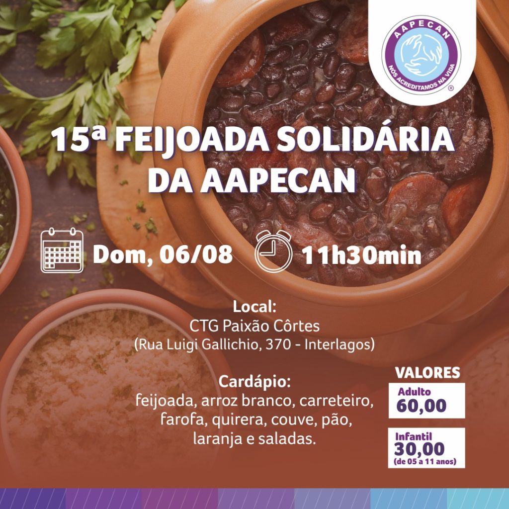 Feijoada Solidária da Aapecan Caxias do Sul será realizada em agosto